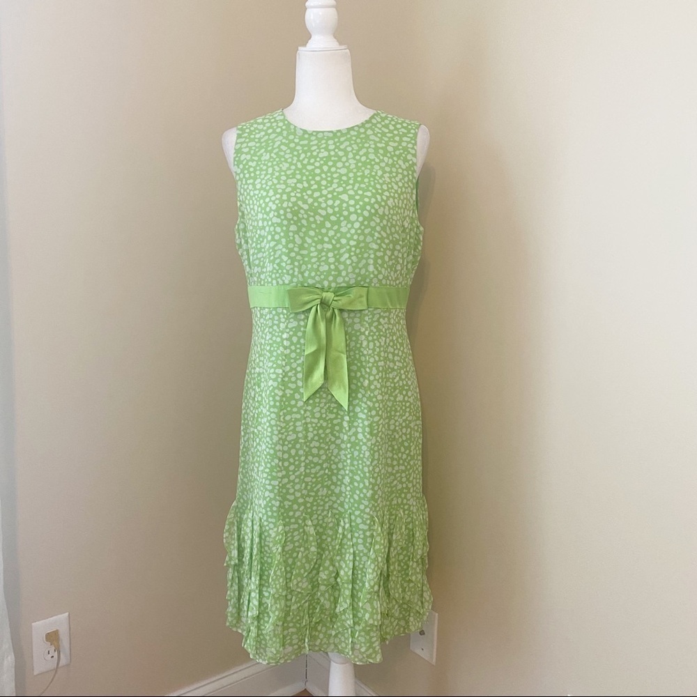 Cynthia Howie 100% Silk Ruffle Dot Dress - 10